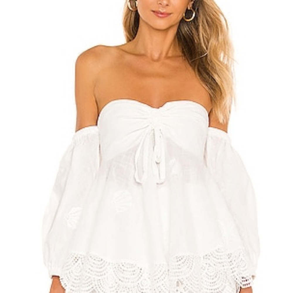 Waimari Panarea White Off-Shoulder Blouse size small sold out on revolve
